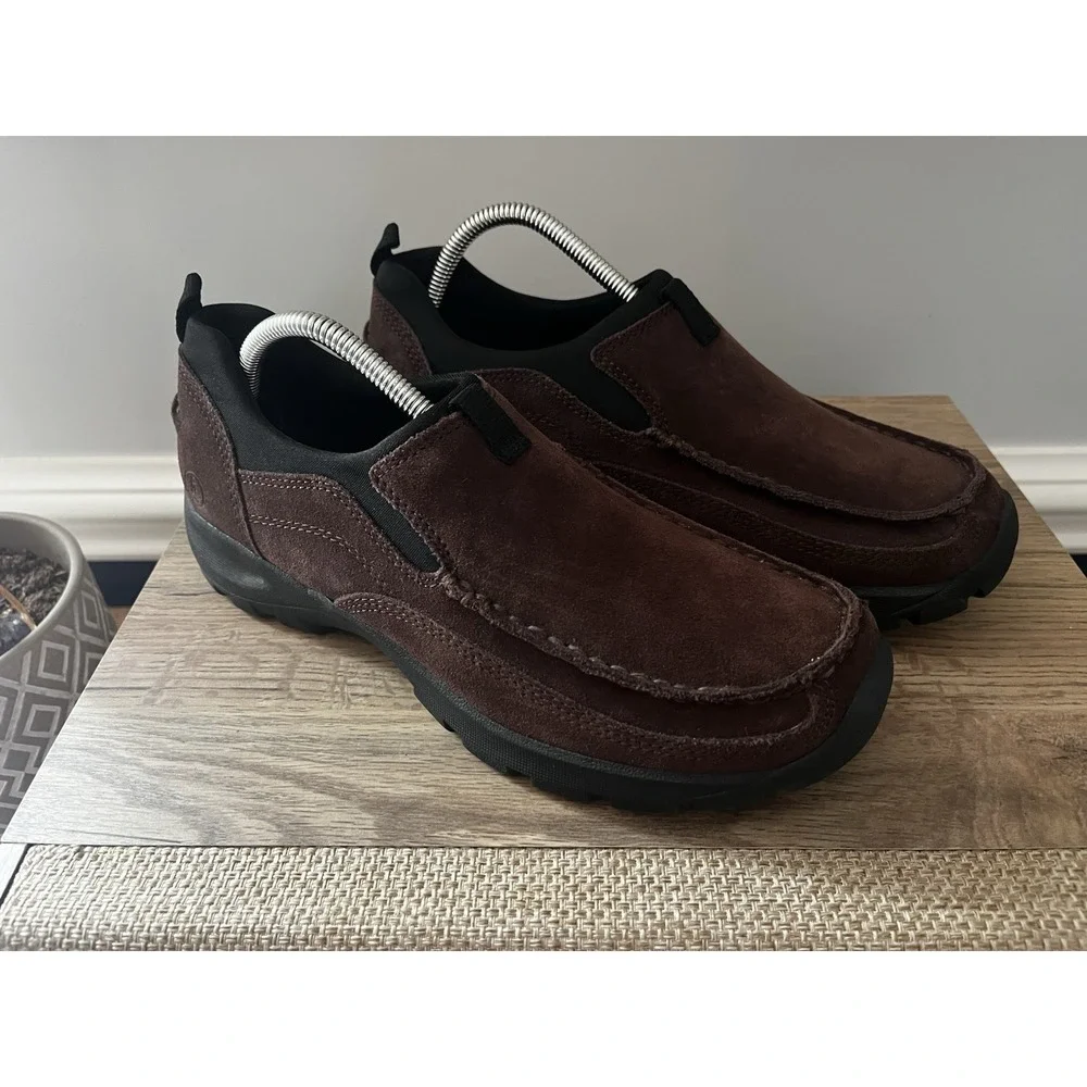 Lands End Shoes Mens 9 D Brown All Weather Slip On Moc Toe Loafers M1
